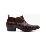 Stacy Adams Sandoval Cuban Heel Boot Croco print Burgundy 25666-601