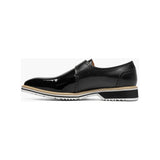 Stacy Adams Bartram Plain Toe Monk Strap Patent Shoes Black 25724-001