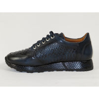 Men's GENIO Turkey Genuine Python Snake Leather Shoes 120197327 Dark Blue