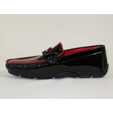 Men's GENIO Casual Dress Shoes Turkey Patent Leather 120580105 Black Red