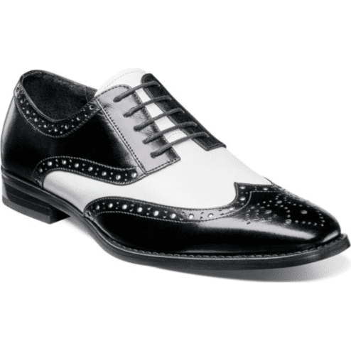 Stacy Adams Tinsley Wingtip Oxford Men's Shoes Black White Lace Up 25092-111