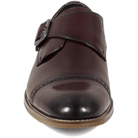 Stacy Adams Desmond Shoes Cap Toe Monk Strap Burgundy 25162-601