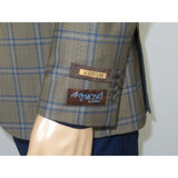 Men's Mono Turkey Sport Coat 100% Super 180s Wool 1480-02 Tan Blue Plaid