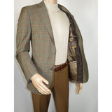 Men's Mono Turkey Sport Coat 100% Super 180s Wool 1480-04 Tan Brown Plaid