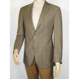 Men's Mono Turkey Sport Coat 100% Super 180s Wool 1480-04 Tan Brown Plaid