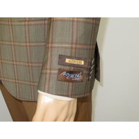 Men's Mono Turkey Sport Coat 100% Super 180s Wool 1480-04 Tan Brown Plaid