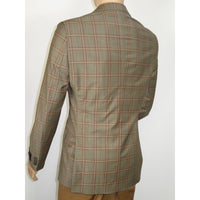 Men's Mono Turkey Sport Coat 100% Super 180s Wool 1480-04 Tan Brown Plaid