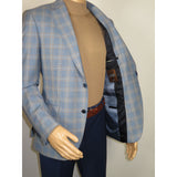 Men's Mono Turkey Sport Coat 100% Super 180s Wool 1522-02 Blue Brown Plaid