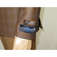 Men's Mono Double Breasted Blazer Super 180s Wool 1523-03 Brown Blue Plaid