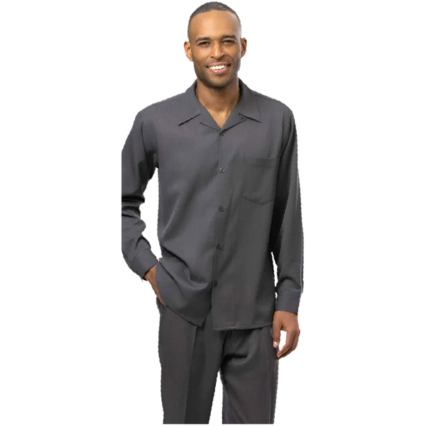 Men's MONTIQUE Two Piece Set Walking Leisure Suit Long Sleeves 1641 Gray