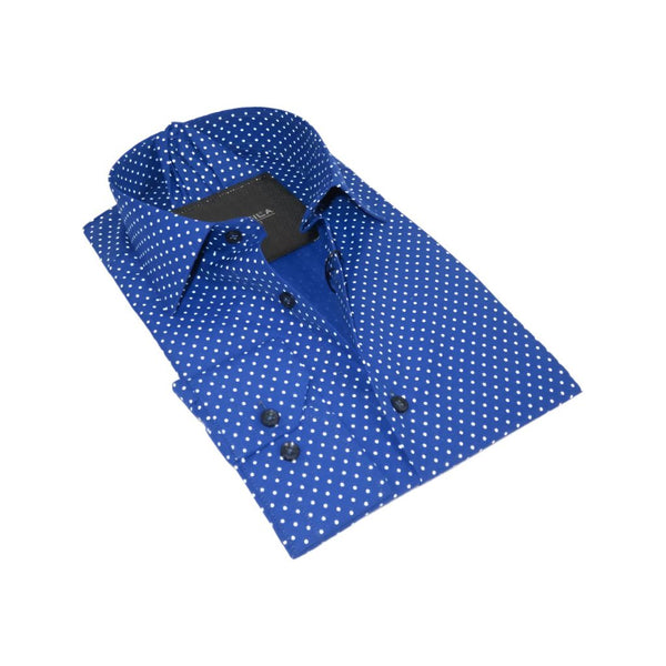 Men's Shirt Hankie CASILA Turkey Cotton Blend 501920-05 Royal Blue Polka Dots