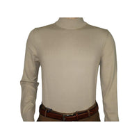 Men's Sweater Knit By BRANGO Turkey Mock Neck Cotton Blend 21050 Beige