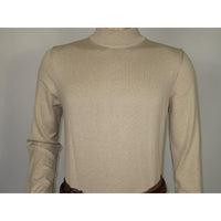 Men's Sweater Knit By BRANGO Turkey Mock Neck Cotton Blend 21050 Beige