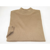 Men's Sweater Knit By BRANGO Turkey Mock Neck Cotton Blend 21050 Dark Beige