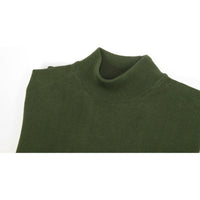 Mens Sweater Knit BRANGO Turkey Mock Neck Cotton Blend 21050 Khaki Green