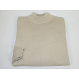 Men's Sweater Knit By BRANGO Turkey Mock Neck Cotton Blend 21050 Beige