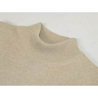 Men's Sweater Knit By BRANGO Turkey Mock Neck Cotton Blend 21050 Beige