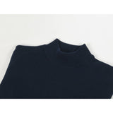 Men's Sweater Knit By BRANGO Turkey Mock Neck Cotton Blend 21050 Navy Blue