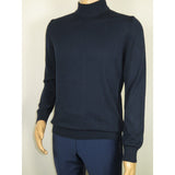 Men's Sweater Knit By BRANGO Turkey Mock Neck Cotton Blend 21050 Navy Blue