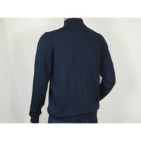 Men's Sweater Knit By BRANGO Turkey Mock Neck Cotton Blend 21050 Navy Blue