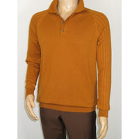 Men's Sweater Knit By BRANGO Turkey Polo Neck Cotton Blend 21220 Mustard