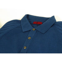 Men's Sweater Knit By BRANGO Turkey Polo Neck Cotton Blend 21220 Sax Blue