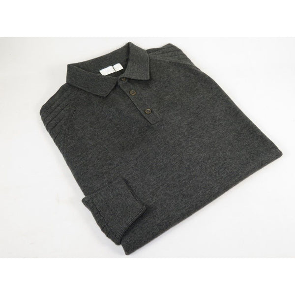 Men's Sweater Knit By BRANGO Turkey Polo Neck Cotton Blend 21228 Charcoal Gray