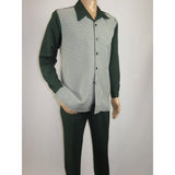 Men's MONTIQUE Two Piece Set Walking Leisure Suit 2367 Green Checkers