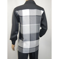 Men's MONTIQUE Two Piece Set Walking Leisure Suit 2370 Gray Plaid