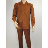 Men's MONTIQUE Two Piece Set Walking Leisure Suit 2372 Cognac Tone on Tone