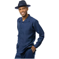 Men's MONTIQUE Two Piece Set Walking Leisure Suit 2391 Navy Tone on Tone