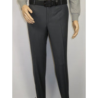 Men's MONO Turkey Slacks 100% Wool Plain Front Regular Fit 2501-06 Charcoal Gray