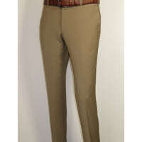 Men's MONO Turkey Slacks 100% Wool Plain Front Slim Fit 2502-7 Tan