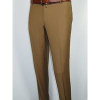 Men's MONO Turkey Slacks 100% Wool Plain Front Slim Fit 2502-10 Camel