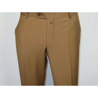 Men's MONO Turkey Slacks 100% Wool Plain Front Slim Fit 2502-10 Camel