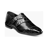 25458 Stacy Adams Leather Shoes Toscano Double Monk Strap Black Navy - J.Valintin Men's Wear Legend - 97822