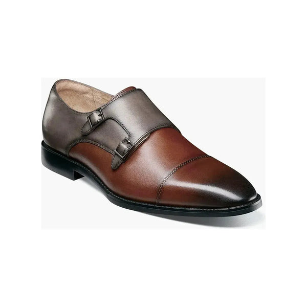 Stacy Adams Raythorne Cap Toe Double Monk Strap Shoes Gray Brown 25671-971