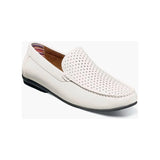 Stacy Adams Conroy Moc Toe Perf Slip-On Casual Shoes White 25702-100