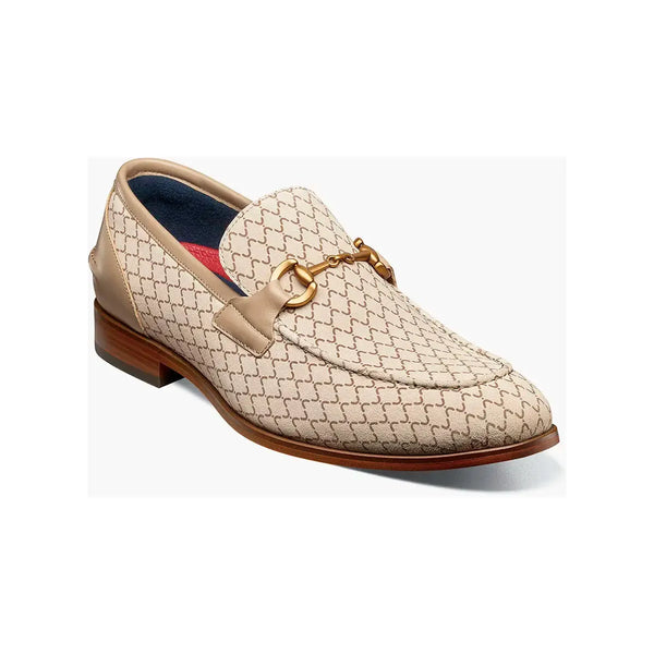 Stacy Adams Brinkley Moc Toe Bit Slip-On Dress Shoes Beige 25711-250