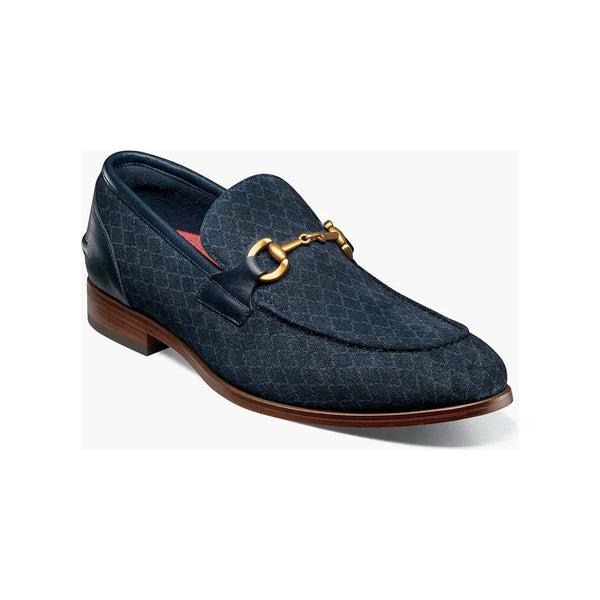 Stacy Adams Brinkley Moc Toe Bit Slip-On Dress Shoes Navy 25711-410