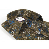 Men's Shirt By CASILA Turkey Cotton Blend Long Sleeves 501660-02 Olive Floral