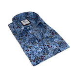 Men's Shirt By CASILA Turkey Cotton Blend Long Sleeves 501660-04 Blue Floral