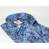 Men's Shirt By CASILA Turkey Cotton Blend Long Sleeves 501660-04 Blue Floral