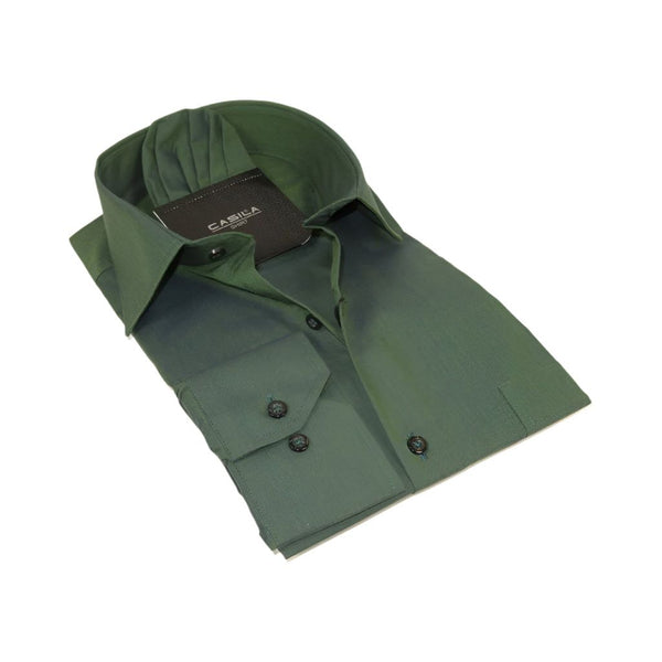 Men's Shirt Hankie CASILA Turkey Cotton Blend Long Sleeves 501770-23 Olive Green