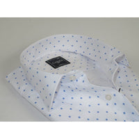 Men Shirt Hankie CASILA Turkey Cotton Blend 501850-01 White Blue Dots