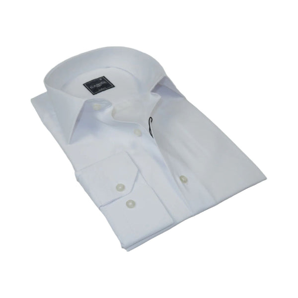 Men's Shirt By CASILA Turkey Cotton Blend Long Sleeves 501870-01 White Pique