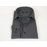 Men's Shirt By CASILA Turkey Cotton Blend Long Sleeves 502050-01 Black Checker