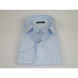 Men's Shirt By CASILA Turkey Cotton Blend Long Sleeves 502050-05 Blue Checker