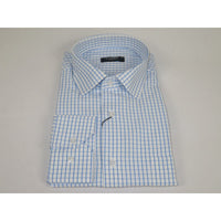 Men's Shirt By CASILA Turkey Cotton Blend Long Sleeves 502050-05 Blue Checker