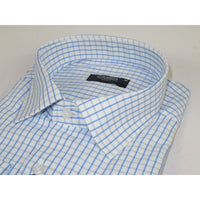 Men's Shirt By CASILA Turkey Cotton Blend Long Sleeves 502050-05 Blue Checker